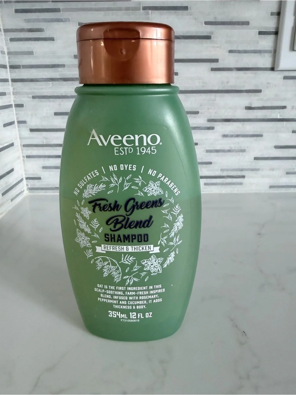 Aveeno Fresh Greens Blend Shampoo 1/3 used
